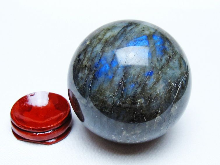 ラブラドライト 丸玉 65mm スフィア 置物 一点物 151-9108 : 天然石
