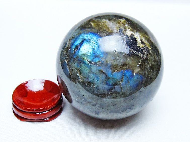 ラブラドライト 丸玉 69mm スフィア 置物 一点物 151-9111 : 天然石