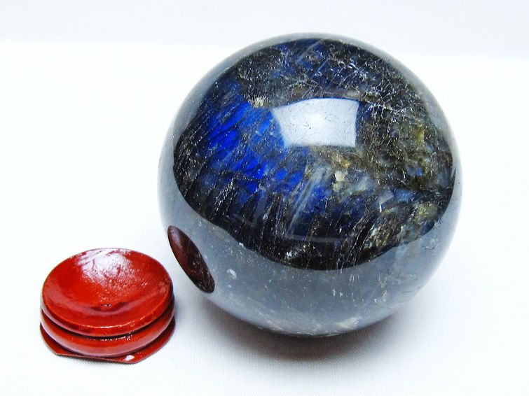 ラブラドライト 丸玉 75mm スフィア 置物 一点物 151-9132 : 天然石