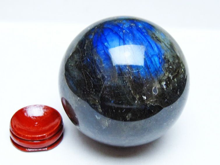 ラブラドライト 丸玉 81mm スフィア 置物 一点物 151-9156 : 天然石