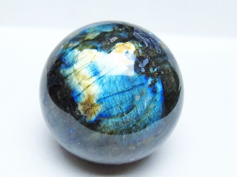 ラブラドライト 丸玉 79mm スフィア 置物 一点物 151-9160 : 天然石