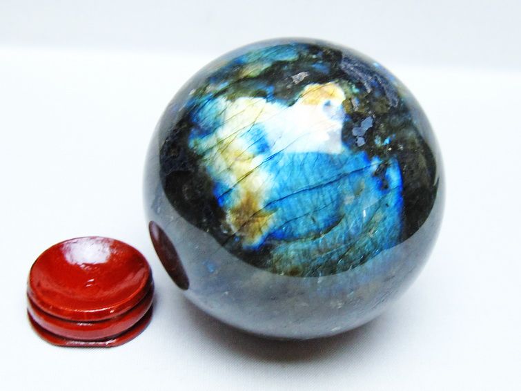 ラブラドライト 丸玉 79mm スフィア 置物 一点物 151-9160 : 天然石