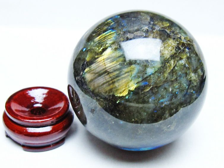 ラブラドライト 丸玉 86mm スフィア 一点物 151-9218 : 天然石
