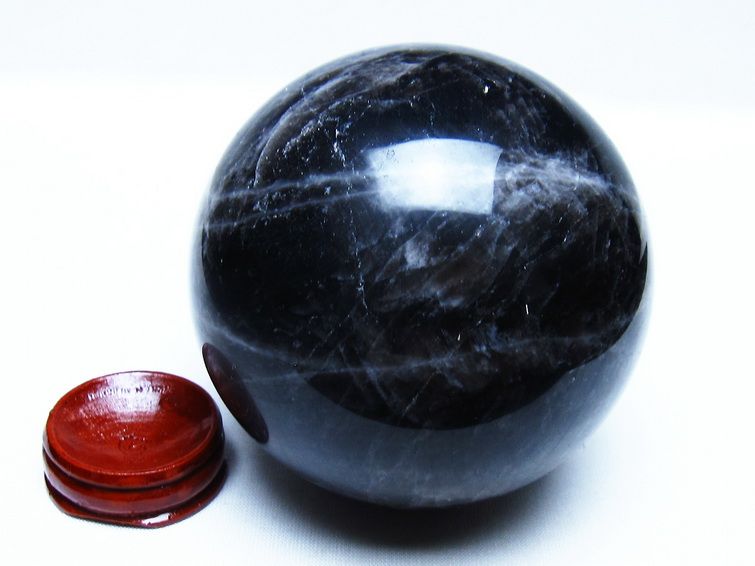 モリオン 黒水晶 丸玉 84mm スフィア 一点物 151-9284 : 天然石
