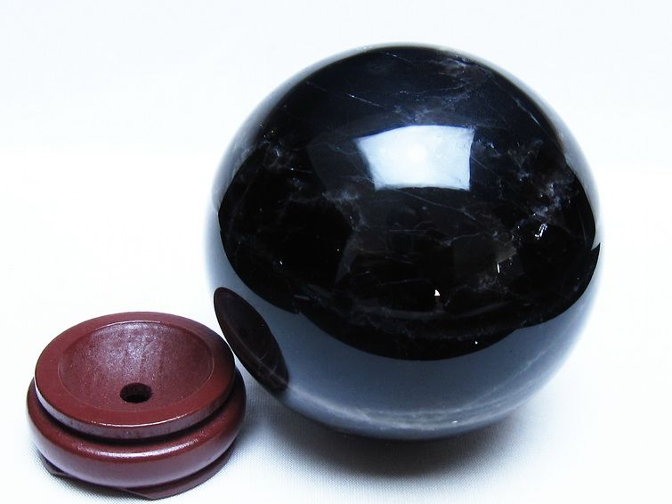 黒水晶（モリオン）　スフィア（丸玉） ○大人気 モリオンスフィア 2A【黒水晶 モリオン 丸玉 置物】直径約