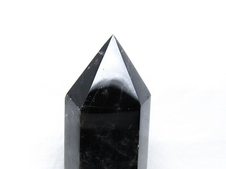 1.5Kg モリオン 六角柱 黒水晶 ポイント 置物 一点物 台座付属 送料