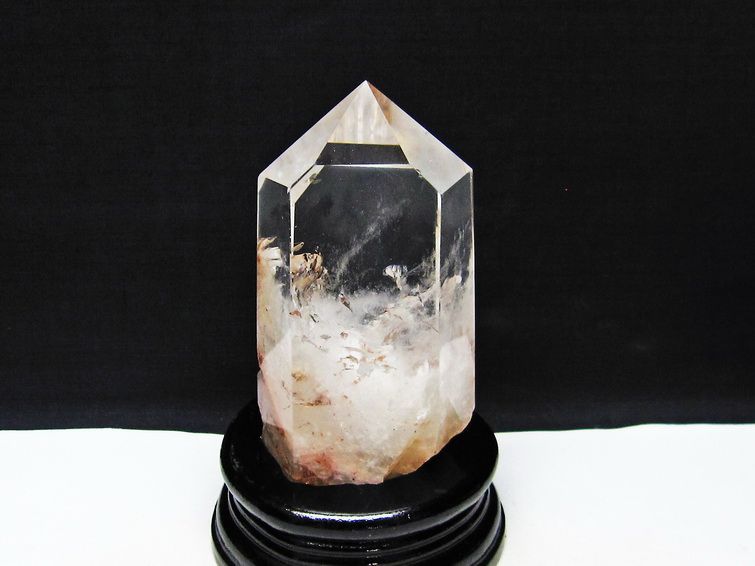 水晶 六角柱 ポイント 原石 置物 台座付属 送料無料 一点物 152-4598