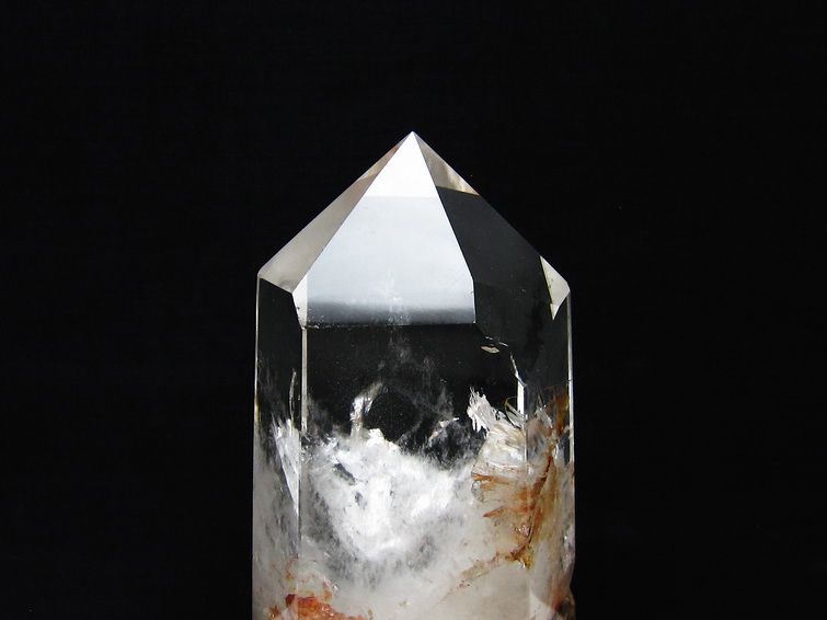 水晶 六角柱 ポイント 原石 置物 台座付属 送料無料 一点物 152-4598