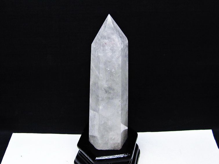 水晶 六角柱 水晶 ポイント 原石 置物 台座付属 一点物 152-4655の説明