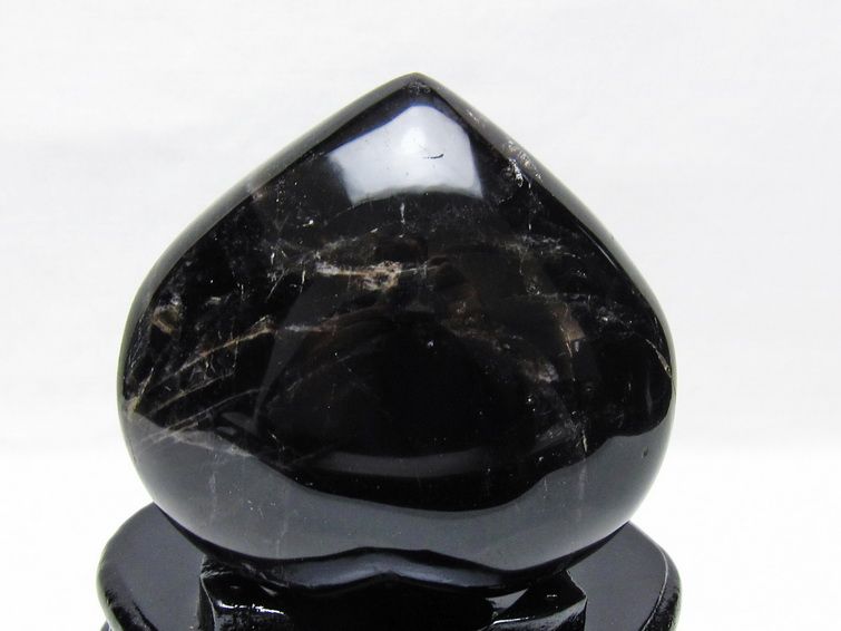 黒水晶 置物 モリオン ハート 台座付属 一点物 送料無料 155-1117