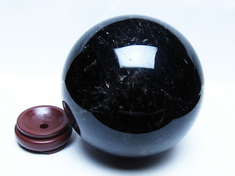 2.6Kg モリオン 黒水晶 丸玉 128mm スフィア 一点物 送料無料 161-949