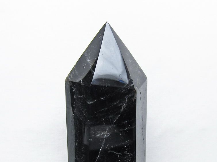 天然水晶 置物 結晶状 黒色台座付き 約15cm 2.4Kg モリオン 六角柱 黒水晶 ポイント 置物 一点物 台座付属 送料