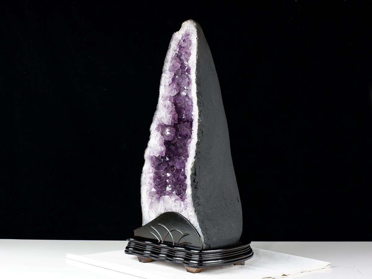 ブラジル産アメジスト 自然石 約30cm 高品質]ブラジル産アメジストクラスター（大型原石13.3kg/専用金属