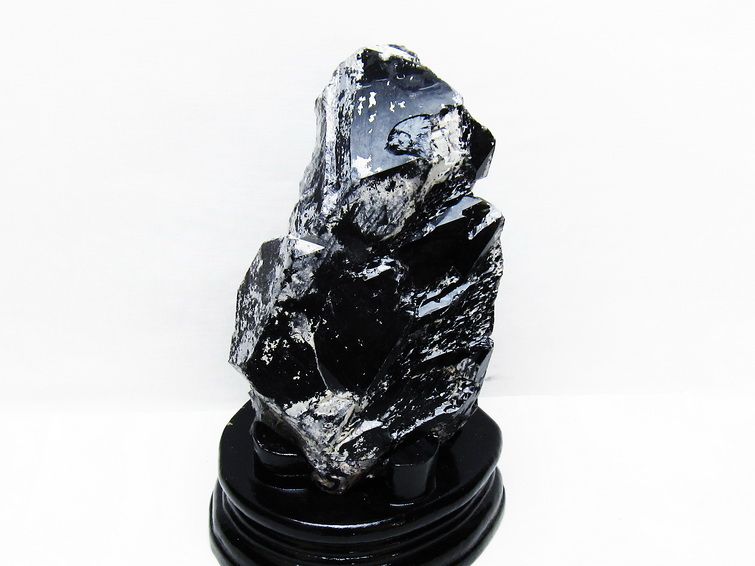 【高純度】希少【最強魔除け】雪景色★モリオン（黒水晶）原石1.55kg 台座付 モリオン 1.2Kg 黒水晶 原石 山東省産 台座付属 一点物 送料無料 181