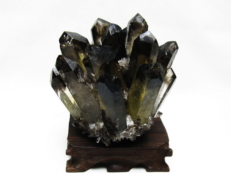 ✨特大 モリオンクラスター 1478g 台座付き 天然石置物 原石 魔除け