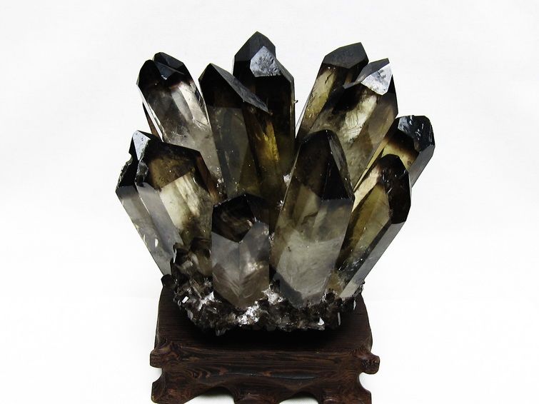 モリオン クラスター 黒水晶 原石 台座付属 一点物 送料無料 182-8428