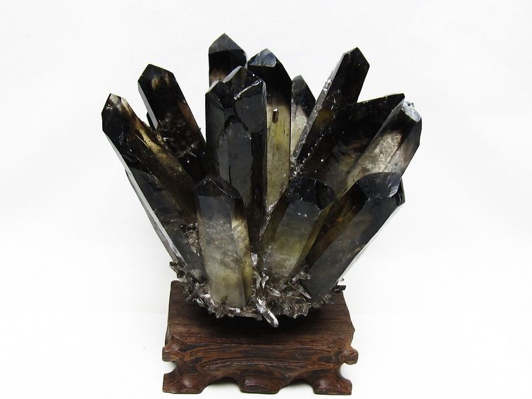 モリオン クラスター 黒水晶 原石 台座付属 一点物 送料無料 182-8429
