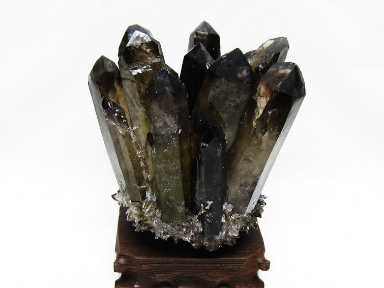 モリオン クラスター 黒水晶 原石 台座付属 一点物 送料無料 182-8430