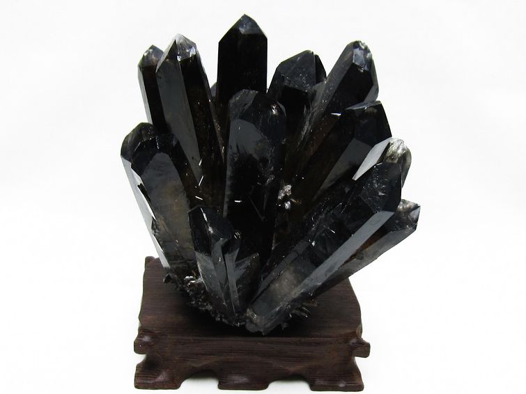 モリオン クラスター 黒水晶 原石 台座付属 一点物 送料無料 182-8431