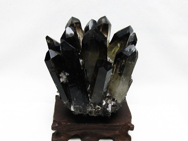 モリオン クラスター 黒水晶 原石 台座付属 一点物 送料無料 182-8435