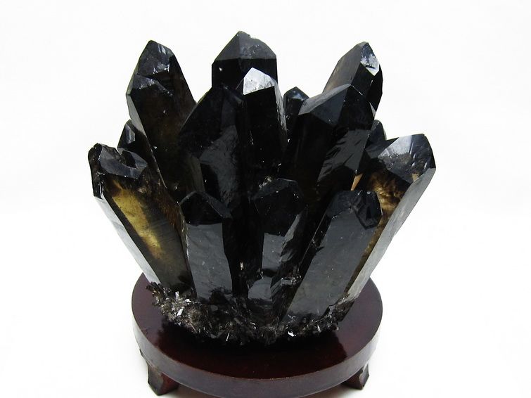 1.4Kg モリオン クラスター 黒水晶 原石 台座付属 一点物 送料無料 182