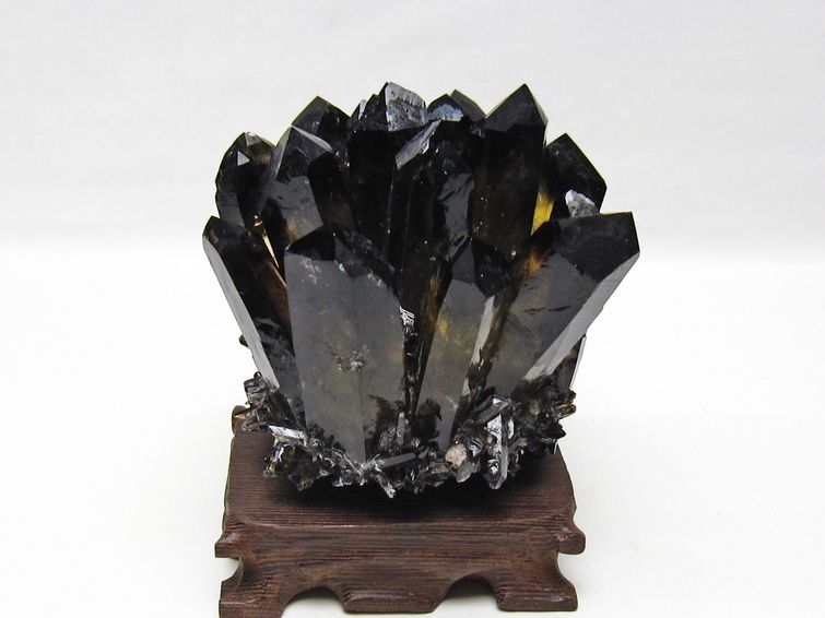 モリオン クラスター 黒水晶 原石 台座付属 一点物 送料無料 182-8672