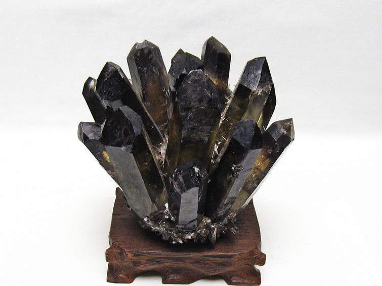 黒水晶 クラスター モリオン 原石 台座付属 一点物 送料無料 182-8697