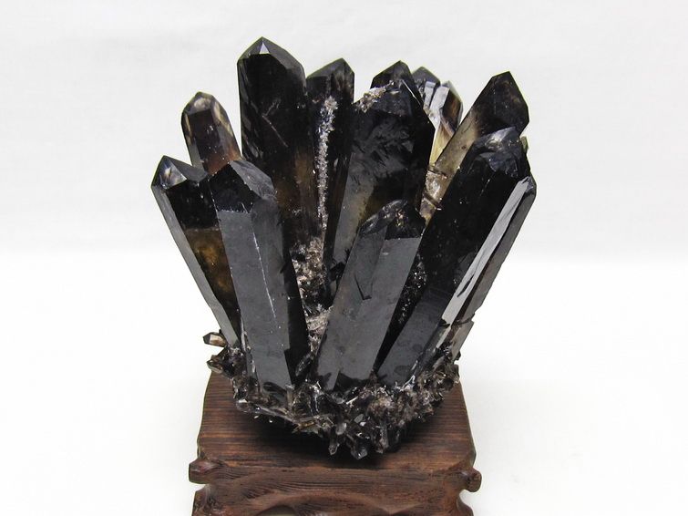 天然石　モリオンクラスター モリオン 原石 黒水晶 クラスター 台座付属 一点物 送料無料 182-8721