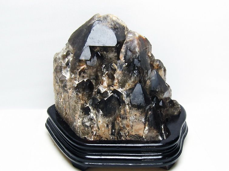 7.3Kg モリオン 黒水晶 原石 エレスチャル 台座付属 一点物 送料無料