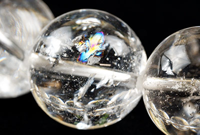 虹入りクラック水晶ブレスレット