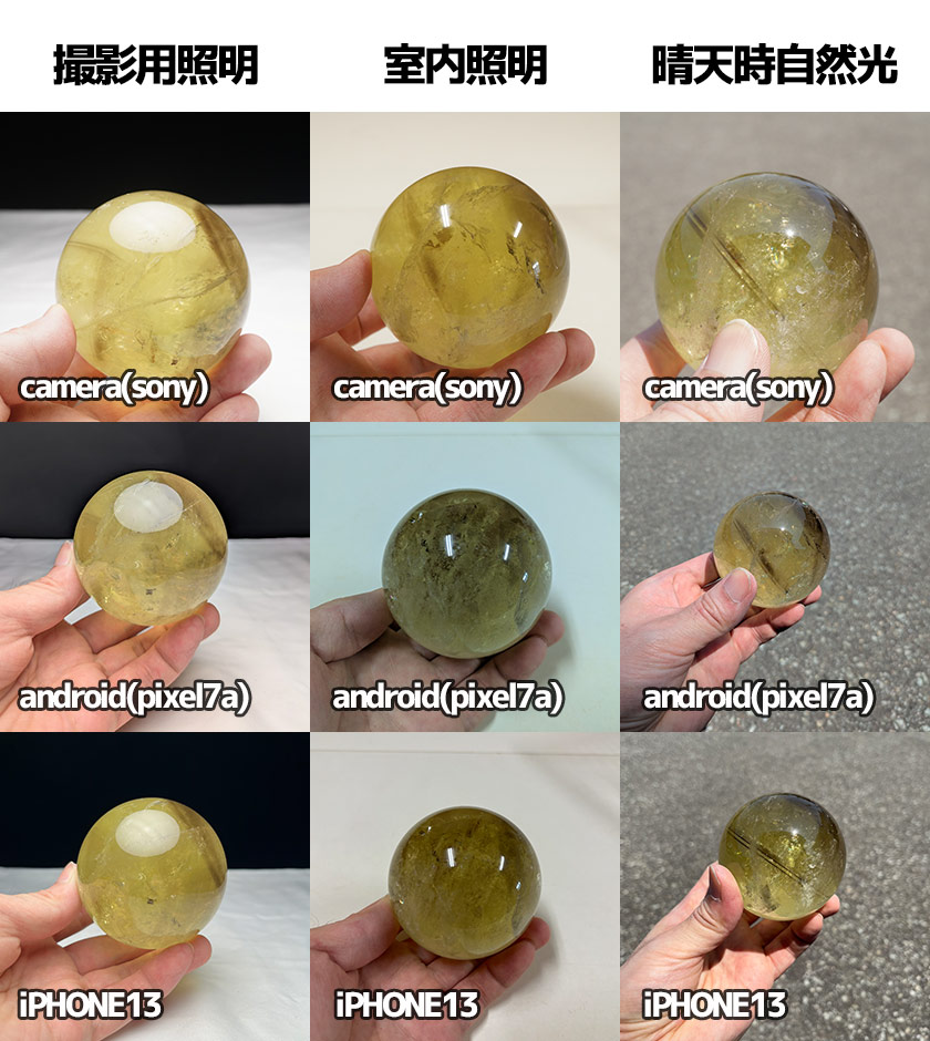 シトリン撮影場所別映り方