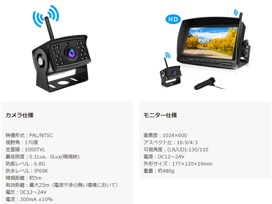 バックモニター バックカメラ モニター セット ワイヤレス 7インチ 1080P ノイズ対策 電磁波干渉防止 170°広角カメラ ガイドライン表示/非表示可能  1年保証 :ur68x:TOSJAPAN - 通販 - Yahoo!ショッピング