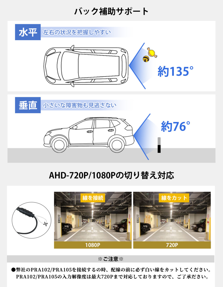 PORMIDO バックカメラ AHD 1080P CMOSセンサー リアカメラ 200万画素