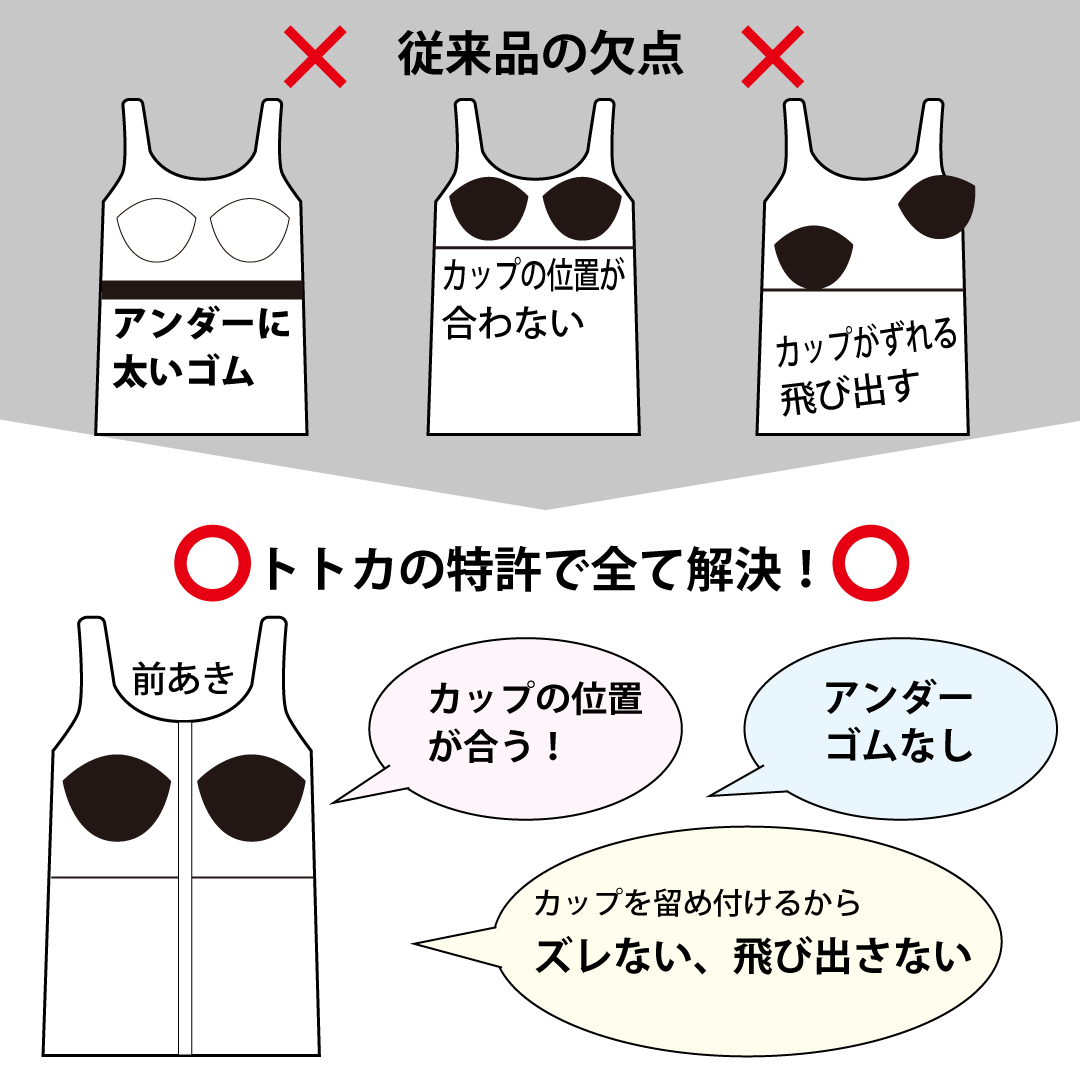 totoka 前開き肌着 女性 3l 脇汗 インナー カップ付き