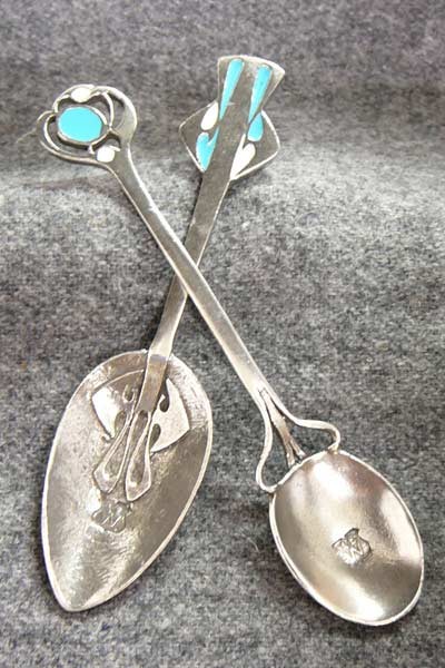 ピューター製スプーン（2本セット） 100年以上昔のアールヌーボー