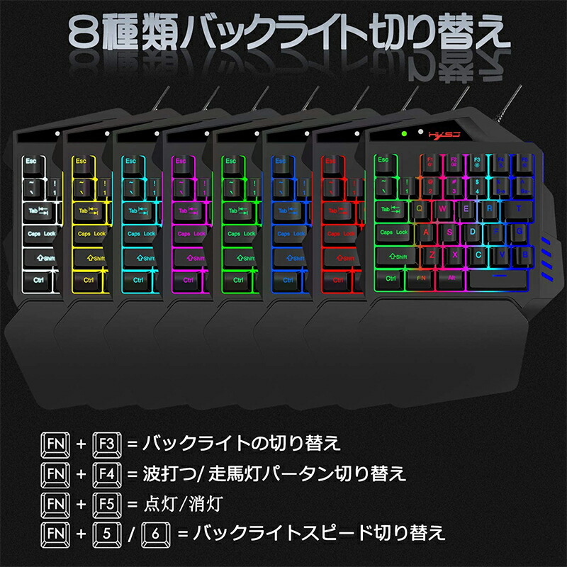 ゲーム2点セット コンバーター内蔵 片手ゲーミングキーボード マウス