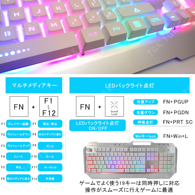 ゲーミング2点セット キーボード マウス セット JS104 G5 バックライト