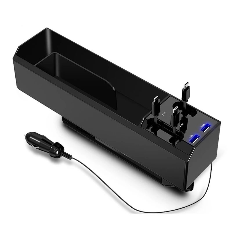 車用収納ポケット 充電隙間ホルダー 車用小物入れ 隙間ポケット 2連USBソケット 急速充電搭載 小物収納 落下防止 車載サイド収納ボックス 運転席と助手席汎用 |  | 05