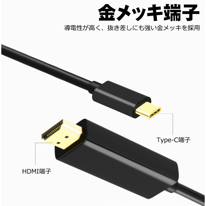 Type-C to HDMI 変換ケーブル 4K対応 1080P タイプCtoHDMI