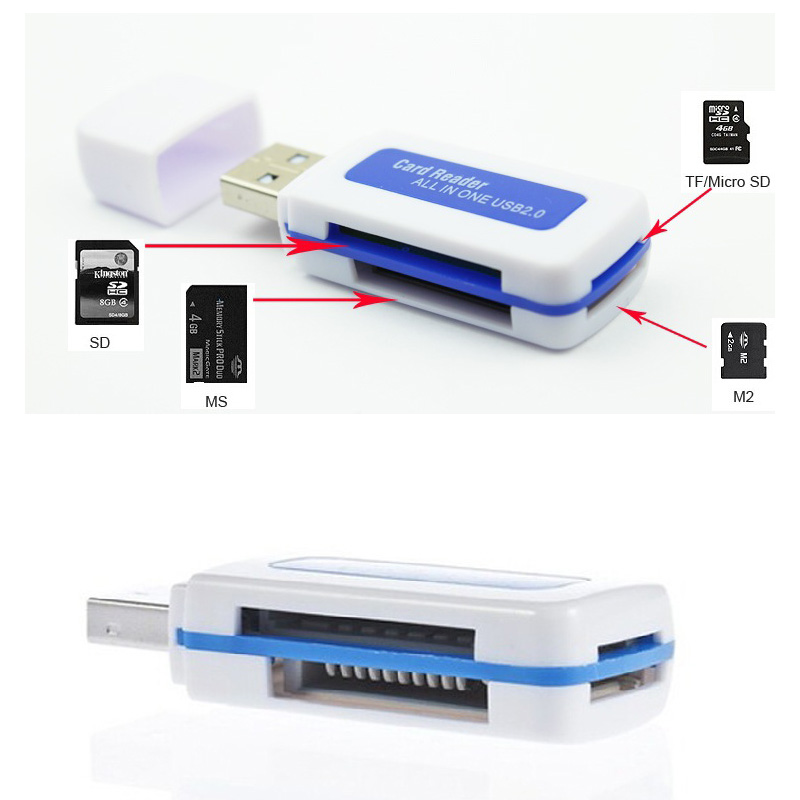 4in1 OTGカードリーダー USB2.0 双方向転送対応 4スロット搭載 SDカード MSカード M2カード Micro SD/TFカード対応 カメラリーダー データ転送 変換コネクター｜tougen｜06