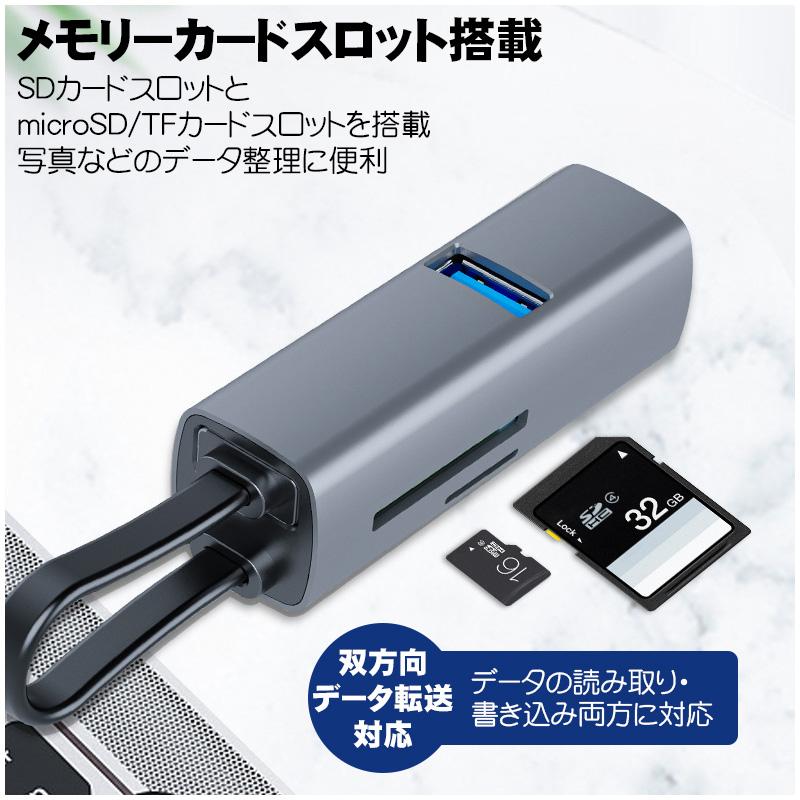 5in1 OTG変換アダプター USBハブ SDカード microSDカード対応 USBポート Type-C接続 双方向データ転送可 USB3.0 最大5Gbps 高速転送 バスパワー カードリーダー｜tougen｜08