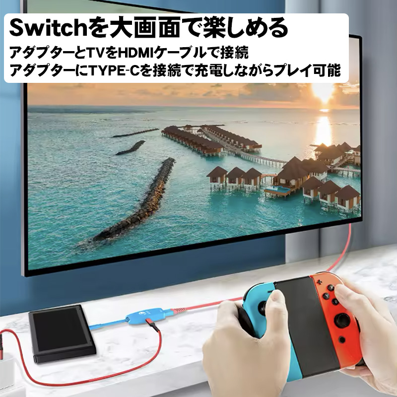 switch対応 ドック 3in1多機能 HDMI TYPE-C USB PD充電 コンパクト設計