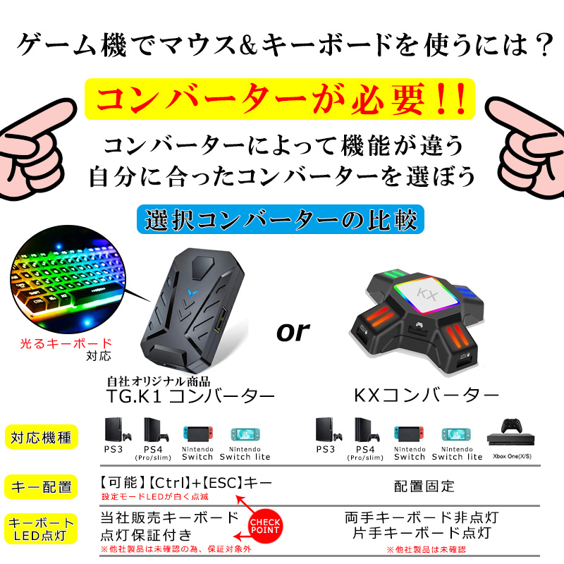 ゲーム4点セット キーボード マウス コンバーター マウスパッド [KMX-50/TG.K1 KX 日本語説明書付] 送料無料｜tougen｜05