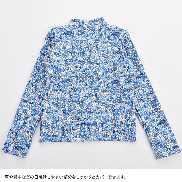 OCEAN＆GROUND オーシャンアンドグラウンド GIRL'Sラッシュガード FLOWER＆DOT  ラッシュガード キッズ 子供 子ども 長袖 女の子 かわいい おしゃれ フードなし 日焼け防止 小学生 海水浴  