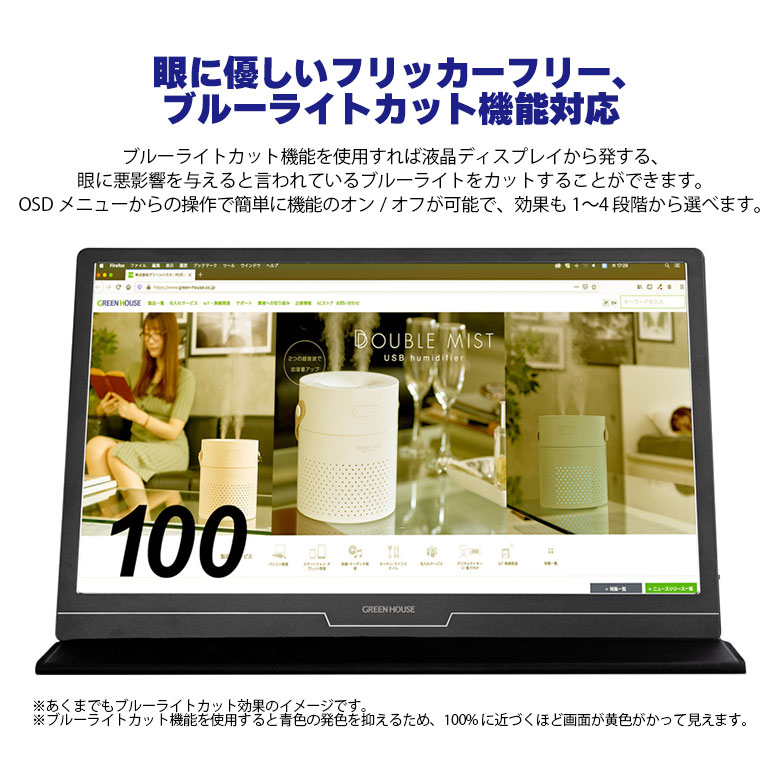 GREEN HOUSE 13.3インチポータブルディスプレイ GREEN HOUSE（パソコン） 13.3型 ポータブル ディスプレイ 薄型