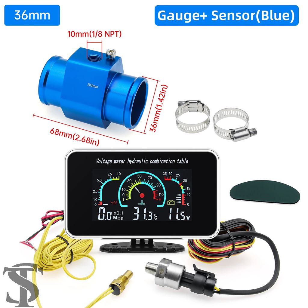 並行輸入品 汎用車 3 1 多機能デジタル油圧計電圧計水温計 NPT1/8