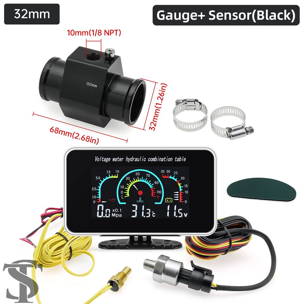 並行輸入品 汎用車 3 1 多機能デジタル油圧計電圧計水温計 NPT1/8