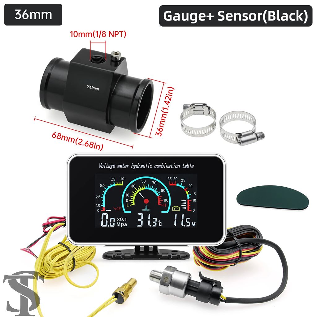 並行輸入品 汎用車 3 1 多機能デジタル油圧計電圧計水温計 NPT1/8