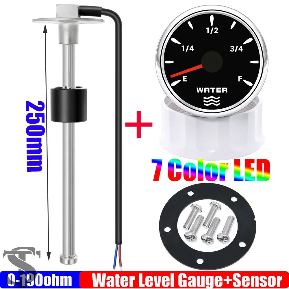 並行輸入品 0-190 オーム水位センサー 52 MM水位ゲージ 7 色 LED ウォータータンクメーターインジケーターガソリンボート車 ...