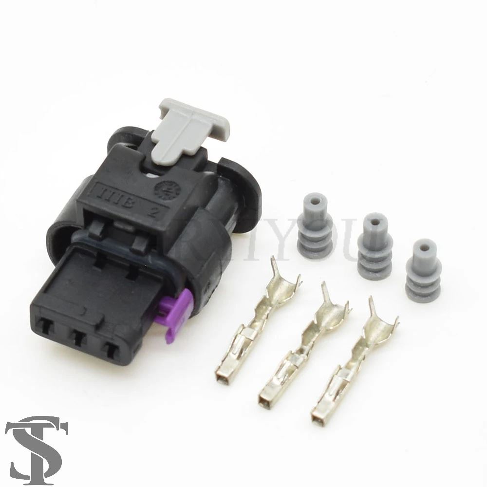 並行輸入品 1セット 3ピン AMP 電子自動車防水コネクタ 1718653-1 VW アウディ 4F0973703A /4F0973703用 ...